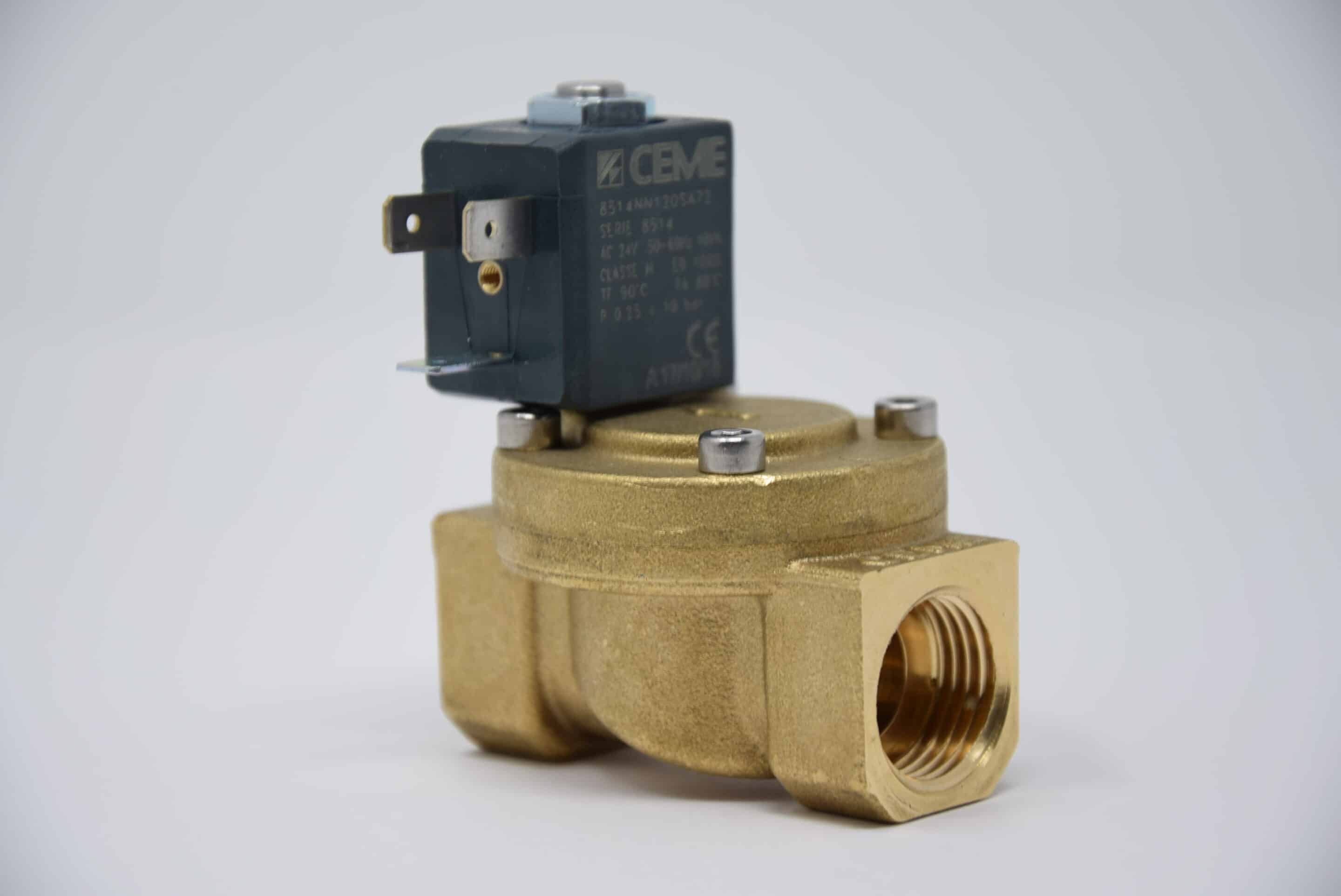 8514NN120SA77 Elettrovalvola CEME NC G.1/2" per acqua/aria/olio 230VAC tenute in NBR con connettore DIN43650B